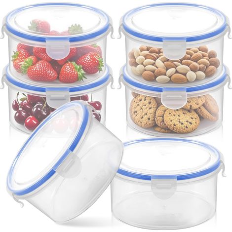 6 Boîtes Conservation Alimentaire Rond 300ml avec Couvercle, Récipients Plastique Hermétique Empilable,Boite Rangement Cuisine Réutilisables,Récipient Alimentaires Petites pour Congélateur,Ondes Micro (1/5)