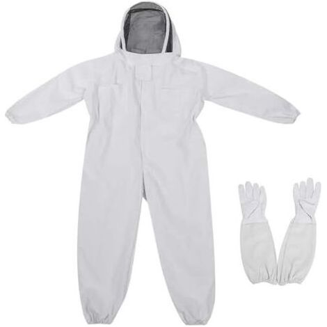 Combinaison d'apiculteur enfants – Anti-abeilles avec capuche en voile – Coton polyester respirant – Taille M, Blanc (1/4)