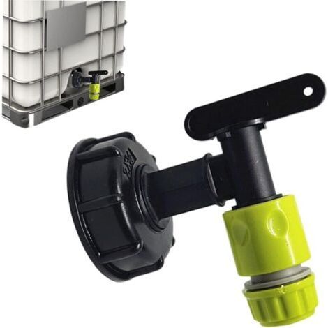 Robinet Cuve 1000l Plastique avce Raccord Tuyau d'arrosage, Adaptateur de Robinet de Réservoir IBC, Connecteur à Filetage 3/4 Pouces Pour Recuperateur Eau de Pluie, Réservoir de Carburant-Muntra (1/5)