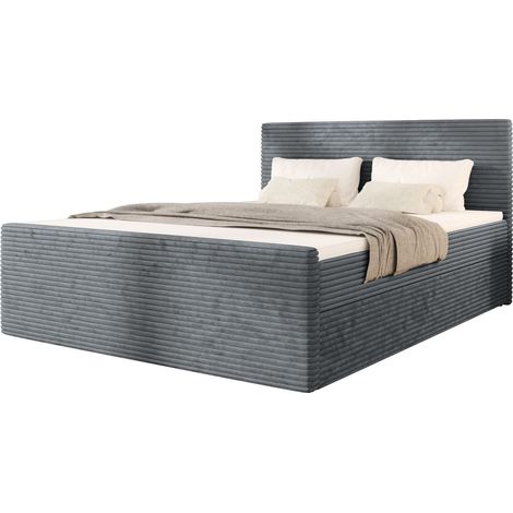 Lit Boxspring - Gris - 180x200 Cm - Lit Double Moderne - Élégant - Matelas À Ressorts Bonnell (1/5)