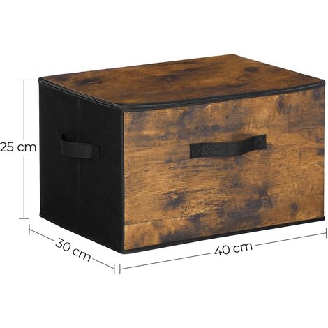 Lot de 3 boîtes de rangement empilables 40 x 30 x 25 cm en tissu Oxford marron (1/2)
