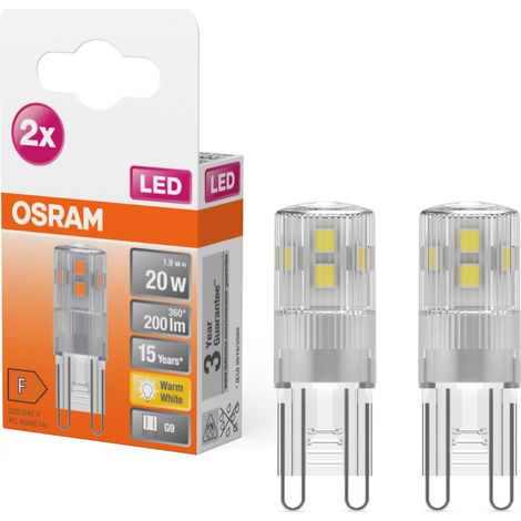 LED PIN G9 Lot de 2 x Ampoule LED Culot G9, 1,90W = 20W équivalent incandescent Blanc chaud 2700K (1/3)