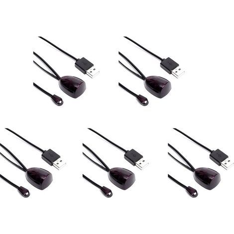 Compatible avec un récepteur USB, un adaptateur et un émetteur infrarouges, ainsi qu'avec un prolongateur infrarouge (5x), un décodeur TV par câble et un récepteur TV stéréo HD. (1/5)