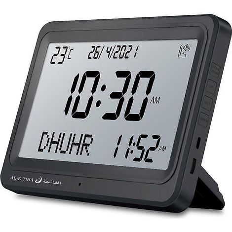 Horloge Azan automatique numérique mondiale 8 sonneries de prière islamiqueshorloge murale et de bureauécran noir et blanc (1/5)