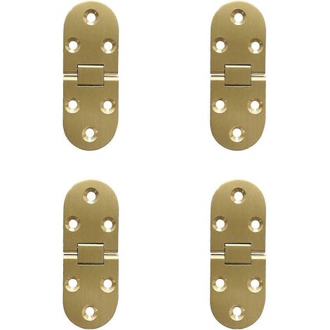 Lot de 4 charnières à bascule à 180° en laiton à bord arrondi avec vis pour meubles de table pliante et armoires. (1/4)