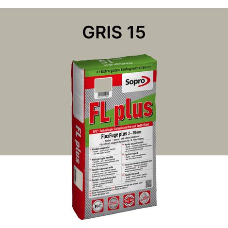 Joint carrelage intérieur et extérieur - 2 à 20 mm - Gris 15 - Sopro FL plus - 15 kg