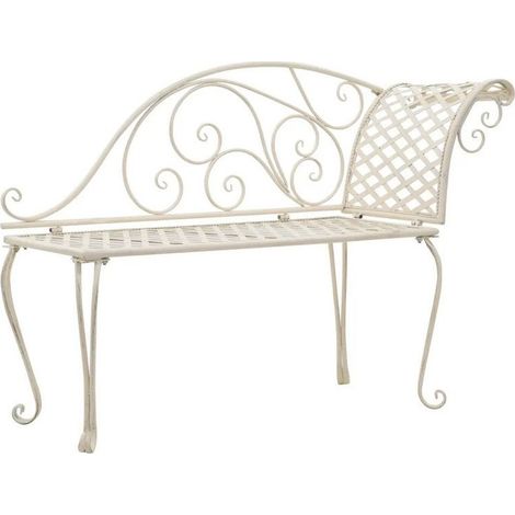 Banc de jardin métal antique blanc Break 128cm (1/3)