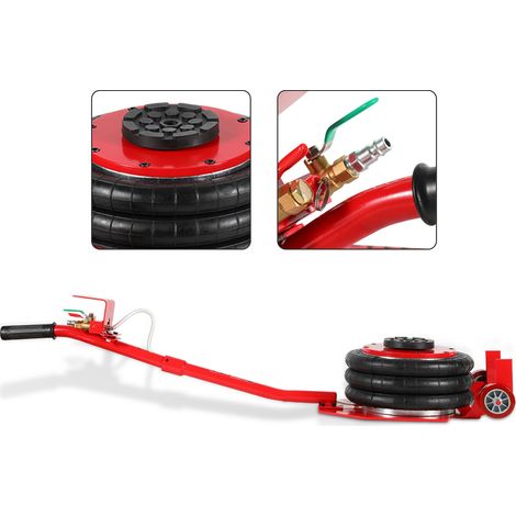 Jiubiaz Cric pneumatico 3 t, triplo cuscino d'aria, corsa 15-40 cm, ruote, officina e garage (1/5)