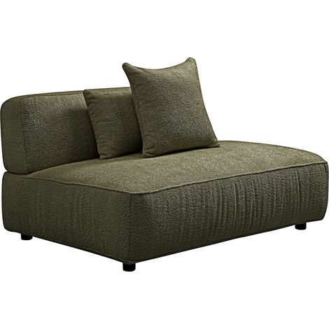 Méridienne droite en tissu bouclette vert kaki LELACO (1/3)