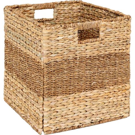 Atmosphera – Panier carré pliable tressé 38cm – Acier, jute et roseau – Design déco naturel – Capacité 4,6L – Poids max 10kg (1/3)