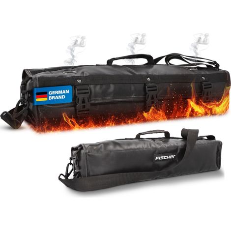 Sac de Protection Incendie pour Batteries au Lithium, boîte de sécurité Ignifuge jusqu'à 1000 °C, avec Passage de câble, décharge de gaz de fumée et Sangle de (1/5)