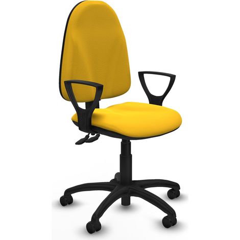 Algarra CPDM similpiel amarillo brazos fijos base poliamida ruedas autofrenantes 50mm