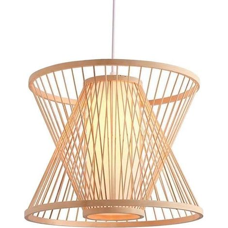 Barcelona Led – Suspension en bambou 300mm – Hauteur réglable jusqu'à 1,3m – Compatible ampoule E27 jusqu'à 60W – Design japonais boho chic