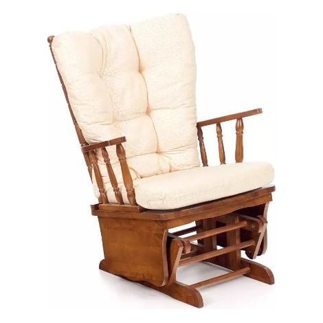 Poltrona mod. Dallas dondolo oscillante struttura in legno massello colore beige (1/3)