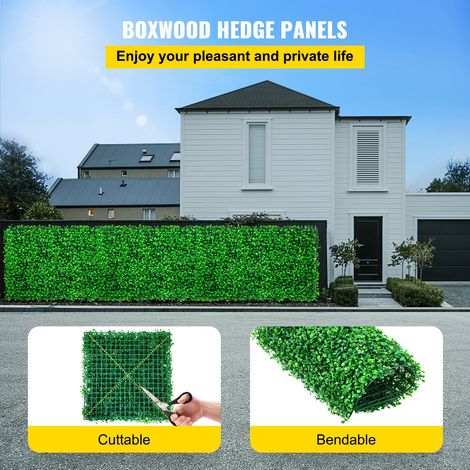Panneaux de Buis Artificiels 10X10pouce Haie Artificielle Réaliste 24pcs Protection UV Panneaux Muraux de Haie de Buis Construction Solide Frais Faux Feuillage Toile de Fond Décoration Murale (1/5)