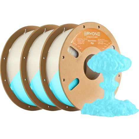 Filamento per stampante 3D, materiale PLA, fosforescente, blu - 3 kg (1/2)