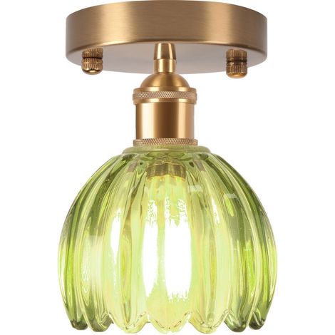 Lampe De Plafond En Cristal Plafonnier En Verre Plafonnier Rétro Lustre Moderne E27 Pour Couloir Cuisine Balcon Salle À Manger Vert (1/5)