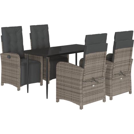 Maison Exclusive - Set comedor de jardín 5 piezas con cojines rat (1/5)
