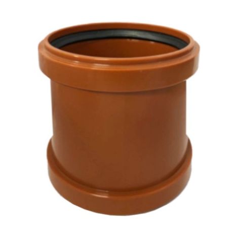 MANICOTTO DOPPIO BICCHIERE AD INNESTO IN PVC CON GUARNIZIONE RAL 8023 - ø100 RAL 8023