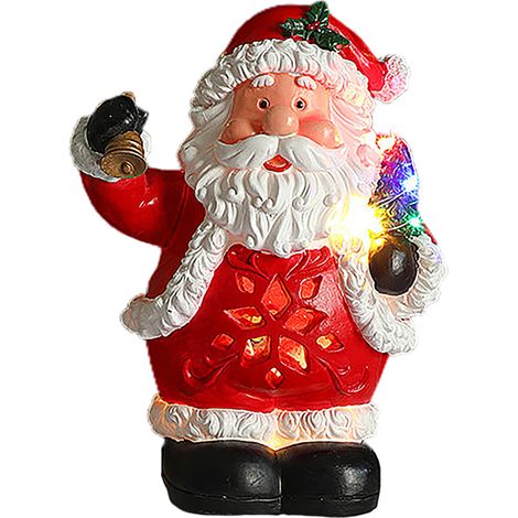 Père Noël en résine lumineux avec musique, décoration de Noël pour intérieur, vitrine, hôtel, bar, bureau, ambiance festive (1/5)