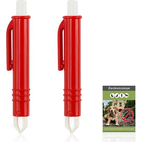 Tire-tique Lot de 2 pour chien, chat, humain, facile et sûr, toutes tailles, rouge (1/5)