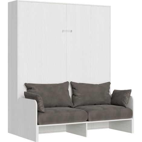 Letto Matrimoniale a Scomparsa Salvaspazio con Sofà Kentaro H210 cm Bianco (1/5)