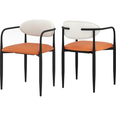 Sedie da cucina pelle sintetica sedile imbottito set 2 moderne Arancione (1/4)