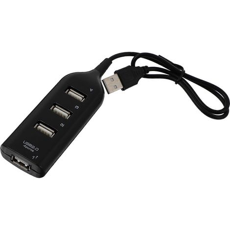 Hub USB 2.0 à 4 ports, répartiteur de données portable USB 2.0 (1 pièce)-4X9.7CM-Black (1/3)