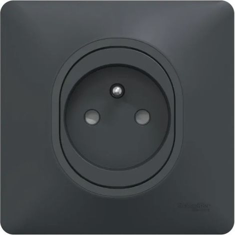 Schneider Electric – Prise de courant encastrée 2P+T 16A anthracite – Plaque de finition OVALIS – Bornes auto-fixation vis – Pour installation électrique (1/2)