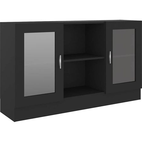 Maison Exclusive - Armadietto con Vetrina Nero 120x30,5x70 cm Legno Multistrato