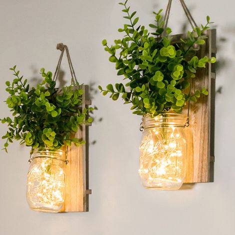Guirlandes Bocaux Mason – Lot 2 – LED à Piles – Déco Murale, Maison, Chambre, Noël (1/5)