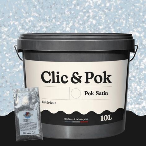 Peinture Effet Pailleté pour Murs & Plafonds - POK PAILLETTE - 10L - Bleu Polaire (1/4)