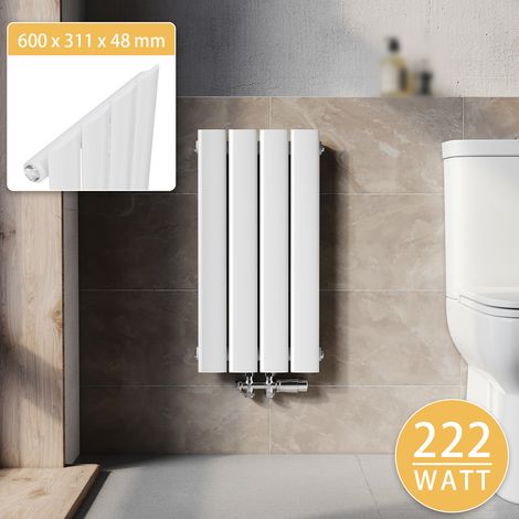 SONNI Design Heizkorper klein Flachheizkörper Vertikal WC Paneelheizkörper mit Heizventil 600x311mm Weiß 224 Watt (1/5)