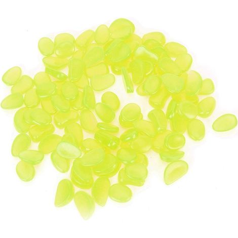 Lotto di 100 pietre fluorescenti verde brillante – ciottoli lucidi – per acquari, prati e vialetti.