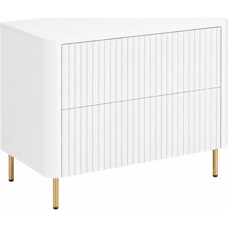 Meuble sous-vasque sur pieds 80,8 cm, 2 tiroirs, avec plan de travail, fermeture douce, Blanc / Plan blanc, pieds dorés, 80,8 x 44,2 x 63,4 cm (1/5)