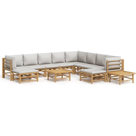 Maison Exclusive - 12-tlg. Garten-Lounge-Set mit Hellgrauen Kisse