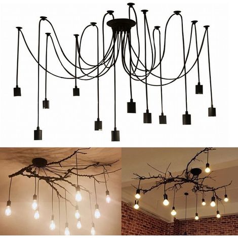 DIY E27 Industrial Hängelampenschirm mit Retro-Fassung einstellbare Länge 2,0 m Draht (12 Arme) (1/5)