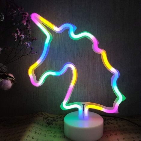 Magisches Einhorn-LED-Lichtpaneel in verschiedenen Farben, Nachtlicht mit Einhornmuster, mehrfarbiges Neonlicht mit Sockel, Wanddekoration für Zuhause und Feste (1/5)