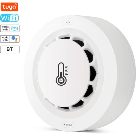 Détecteur de fumée intelligent Tuya WiFi, capteur de température et d'humidité multifonction, prend en charge l'alarme push, fonction de liaison/partage intelligente/fonction de groupe (1/4)