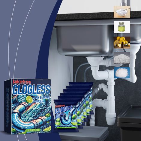 Abflussreinigungspulver für Toiletten, Küchen und Badezimmer – Entfernt Gerüche, Fett und Verstopfungen – 6 Stück -- DE (1/5)