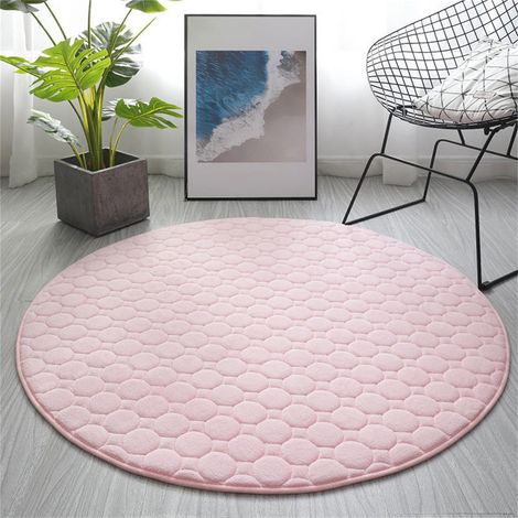 Tapis De Bain Ronde - Mousse Mémoire - Absorption Eau Rapide - Antidérapant - 80 x 80 cm - Rose (1/4)