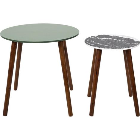 Table Gigogne Vert Et Pied Bois Fonce X2 (1/5)