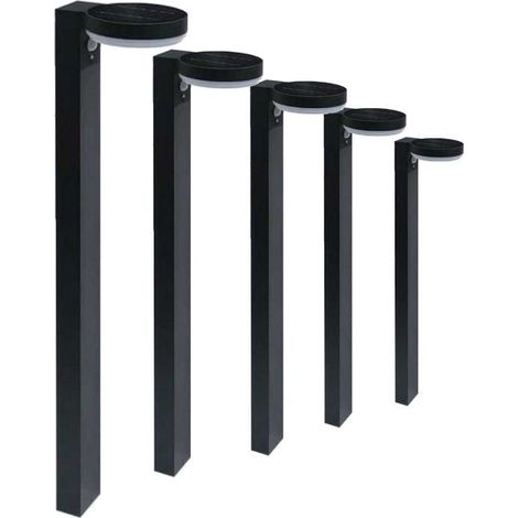 Pack de 5 - Borne Solaire LED 6W 90cm IP44 Noir avec Détecteur PIR - SILUMEN (1/2)