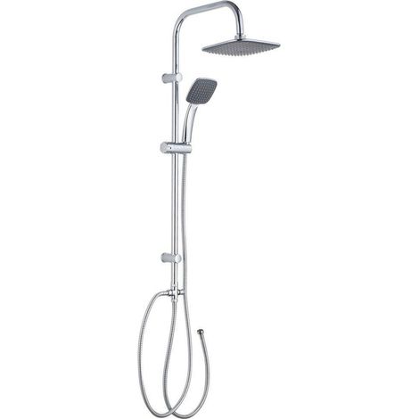 GO by Van Marcke Sevan ensemble de douche pluie apparent sans robinet – douche de tête carrée 20 cm – douchette 1 jet – chrome (1/2)