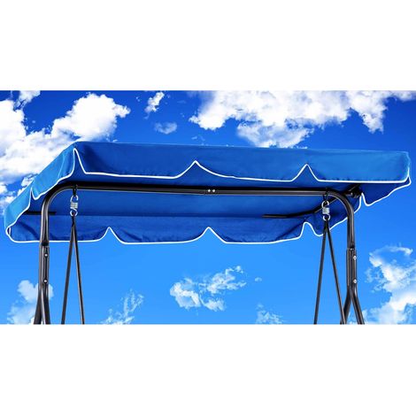 Toit de Remplacement pour Siège de Balançoire de Jardin 250 x 190 cm Imperméable Anti-vent Tissu Polyster Bleu (1/5)