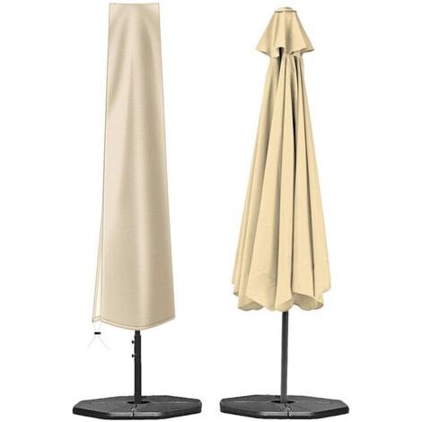 Couverture de Parasol,Housse de Parasol Double Couche Imperméable Anti-UV Robuste en Tissu Oxford 210D Housse Protection pour Parasol avec Fermeture à glissière (190×30×50cm,Beige) GrooFoo (1/5)