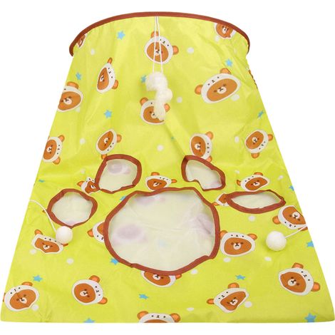 1 sac tunnel pour chat, jouet pliable en polyester, 40 × 3,5 × 2,5 cm, vert, idéal pour jeux intérieurs (1/5)