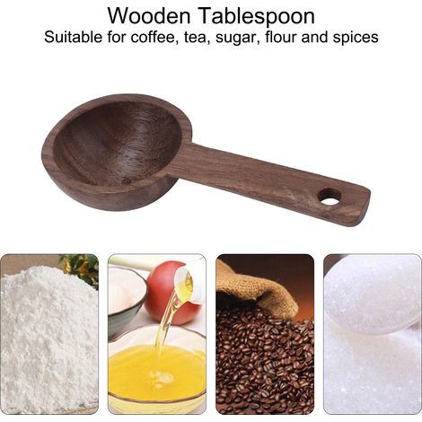Yctze Cuillère à café Cuillère à café en Bois de Noyer pour café Moulu Cuillère à café en Bois Composite Cuillère à Mesurer en Bois Cuillère à café en Noyer Accessoires de café pour (1/5)