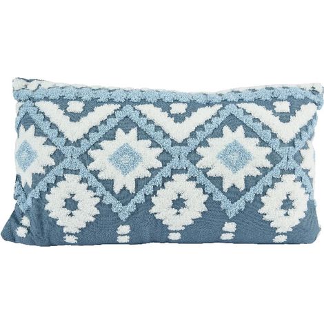 Kissen Indigomuster Blau 50 x 30 cm - Polyester & Baumwolle