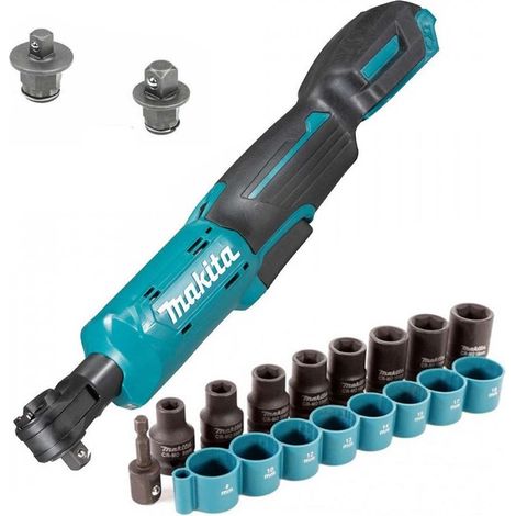 Makita WR100DZ 12v CXT Ratchet Wrench 1/4"" Or 3/8"" Square Drive + 9Pc Socket Set (1/5)